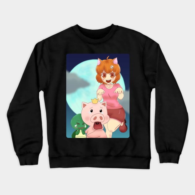 Prince Pig and Friends - Scary Night Crewneck Sweatshirt by heinlein